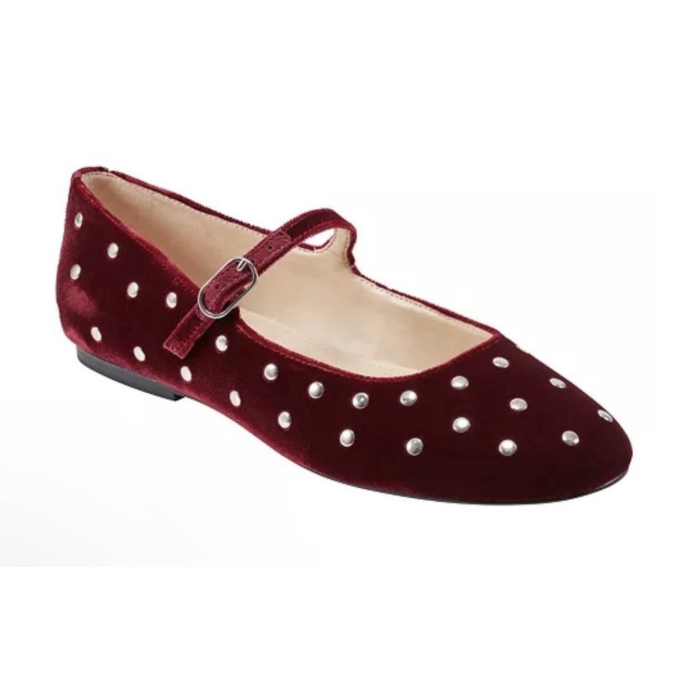 Marc Fisher Elizza‎ Dress Embellished Ballet Flats Size 10 Dark Red Mary Jane
